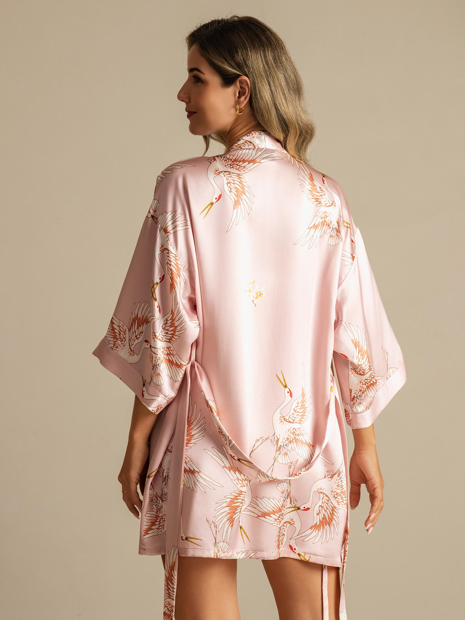 Lucy pure mulberry silk kimono robe in an elegant, flattering cut