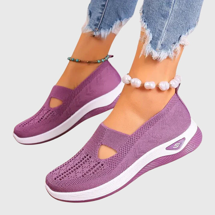 Lora orthopedic walking shoes shown in a soft neutral colourway