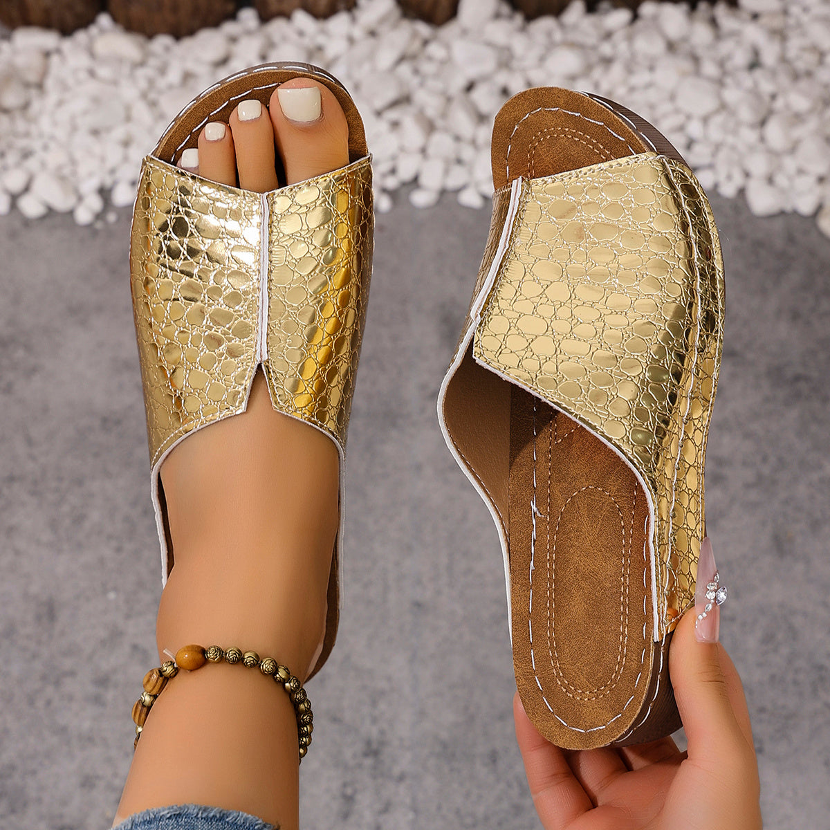 Marina | Open-Toe Slip-On Wedge Sandals