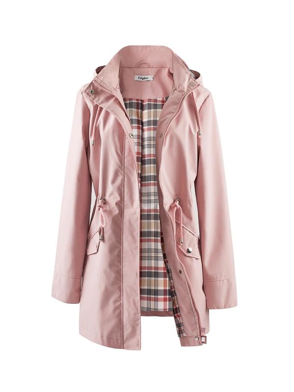 Annora windproof tailored trench coat shown in black, navy blue, army green and pink