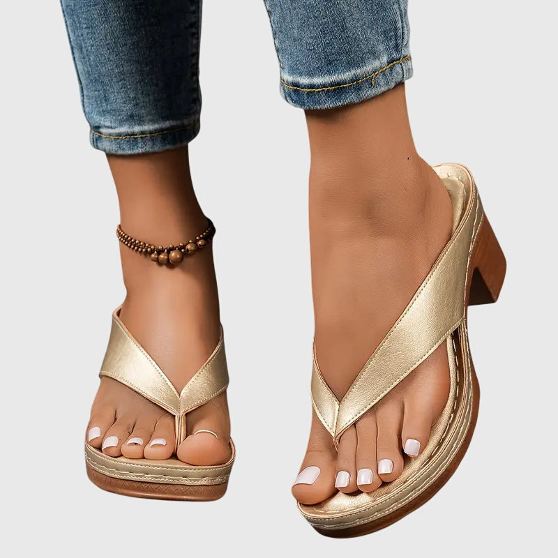 Gianna | Anti-Slip Slide Sandals in Gold, Black & Brown