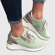Maddie comfortable everyday sneakers shown in green, grey, blue and black