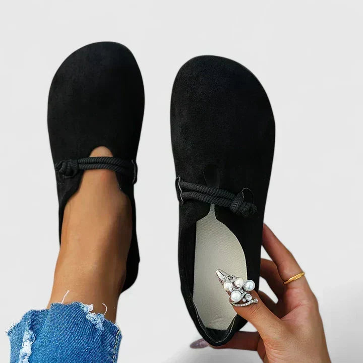 Ysavriann elegant slip-on loafers shown in beige and black