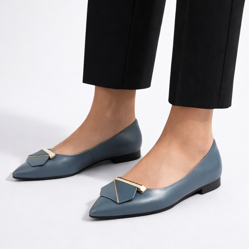 Cynthia pointed-toe ballet flats with a buckle detail and subtle heel