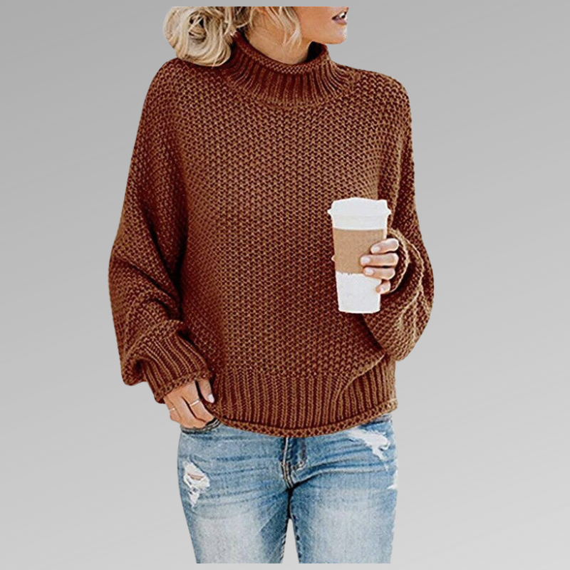 Braelyn high collar knit pullover shown in a range of colours
