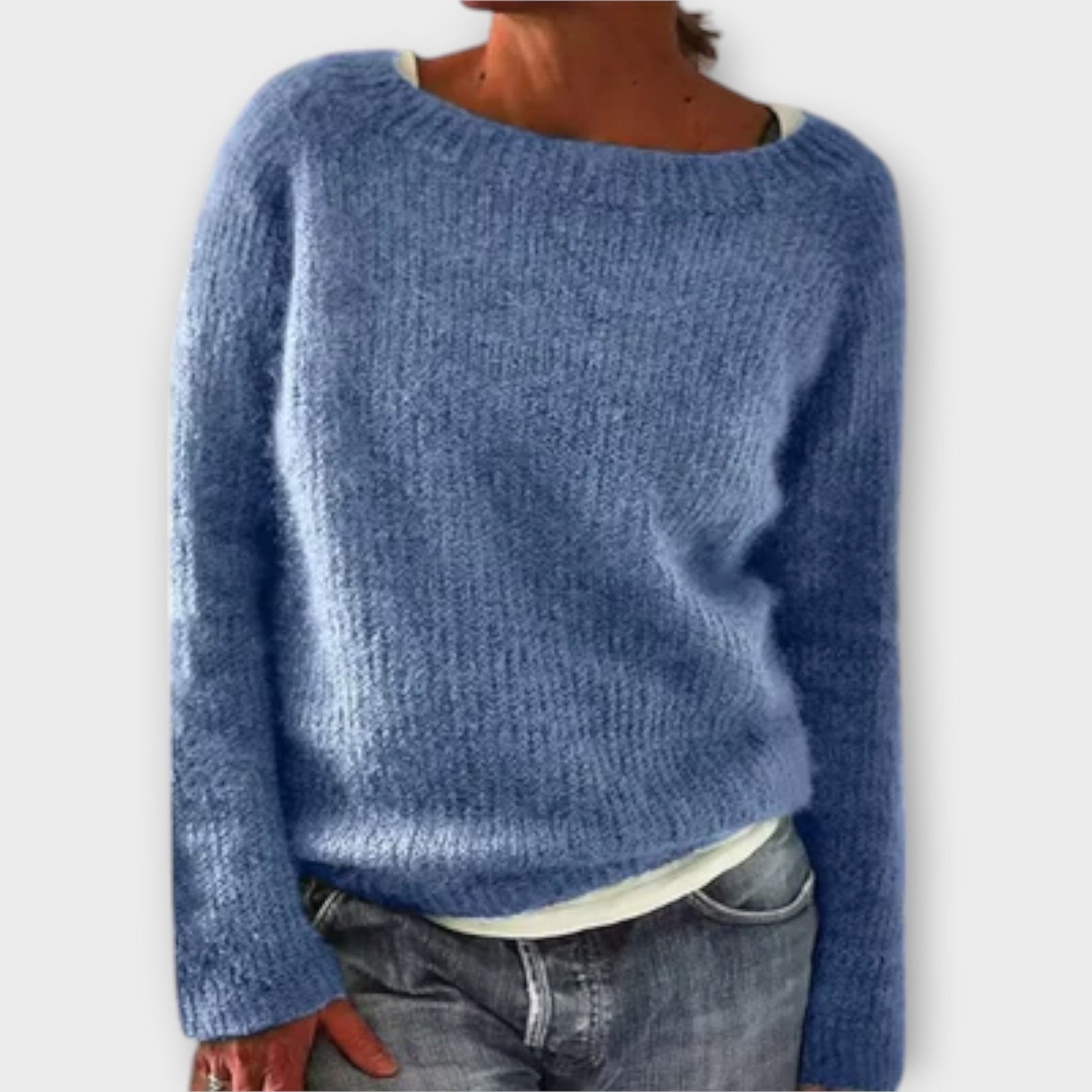 Reece timeless Icelandic-style knit jumper shown in a soft cosy texture
