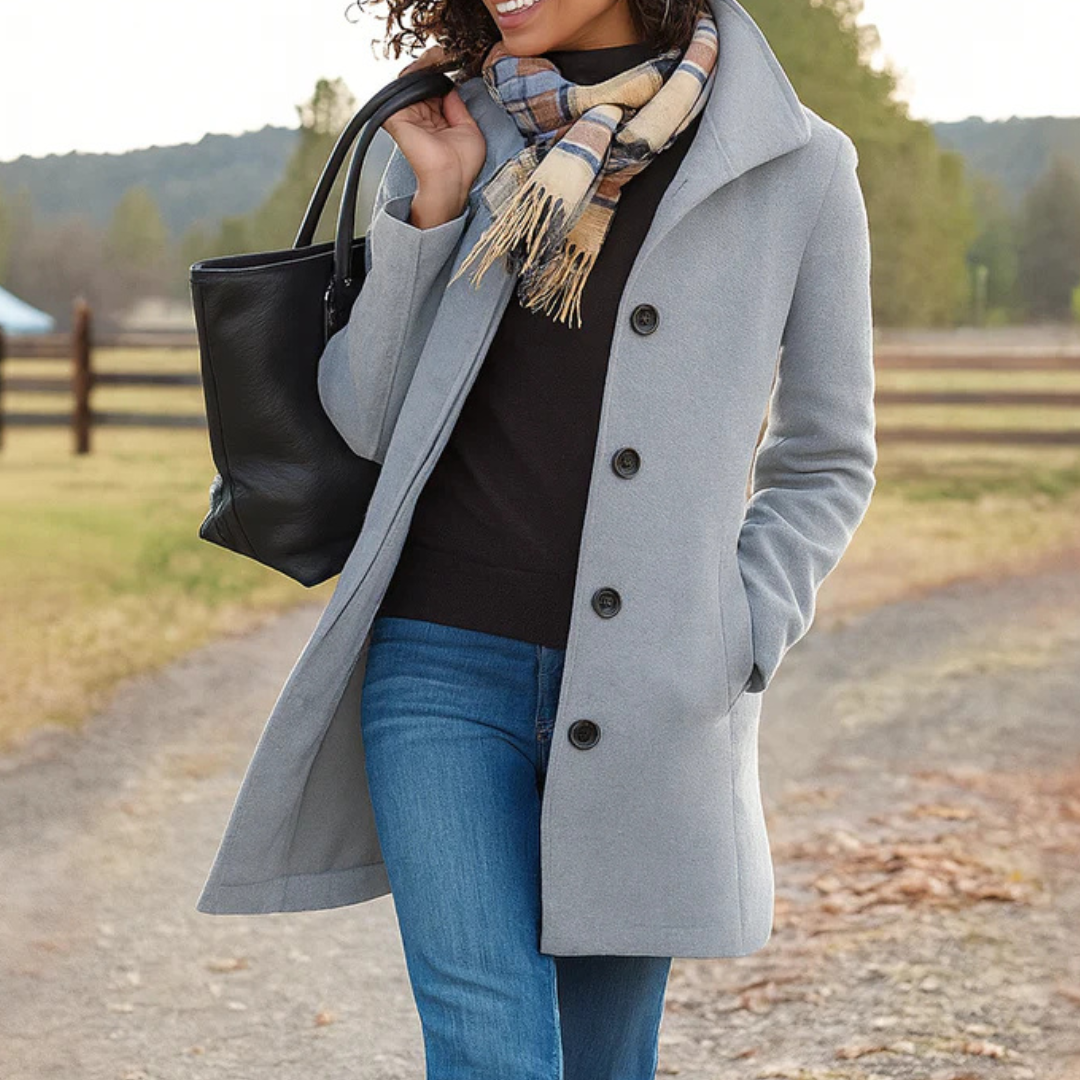 Adriana timeless tailored coat shown in a range of colours, elegant winter outerwear