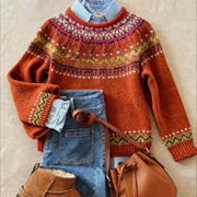 Simona chic vintage knit sweater in red with a soft, cozy texture