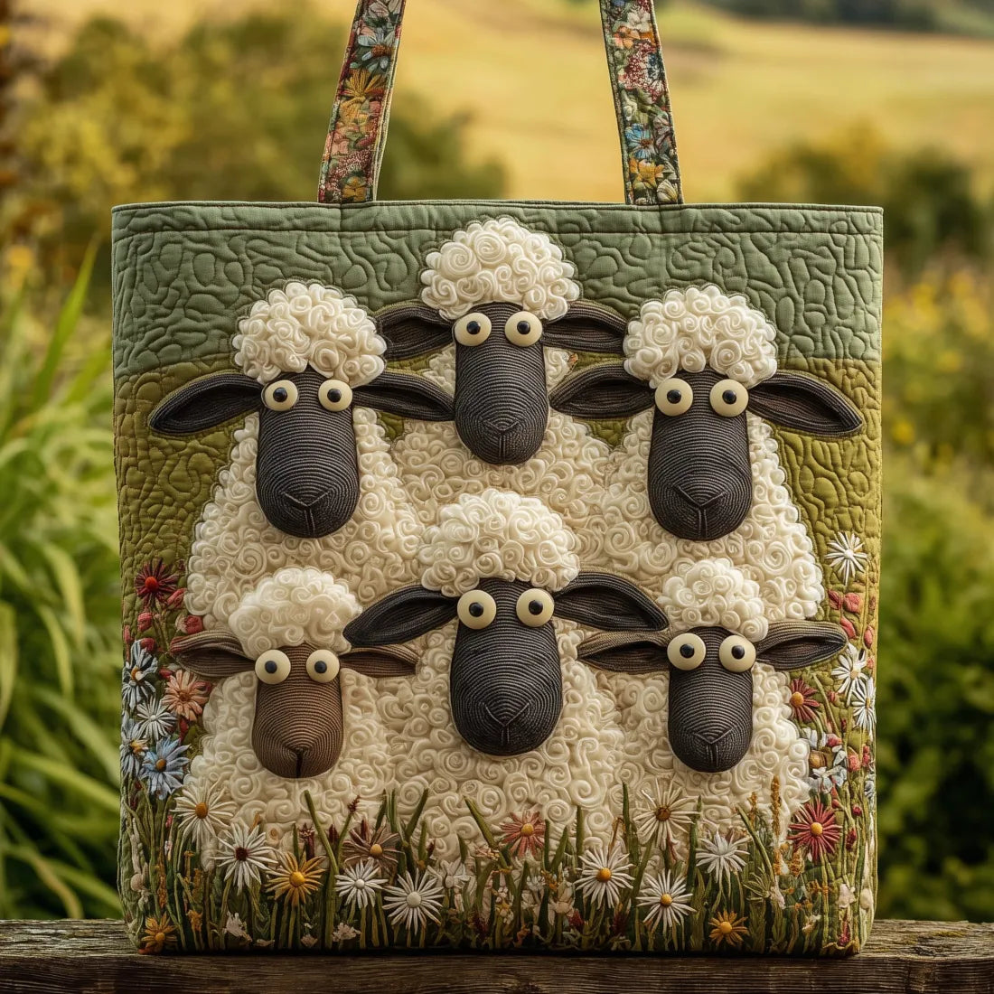 Five Sheep handmade artisanal carry bag shown in two practical sizes