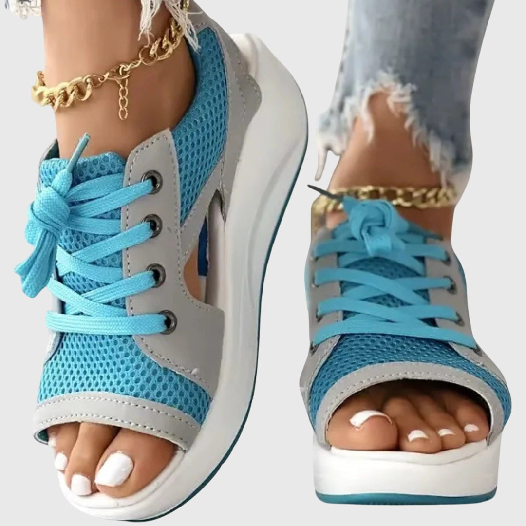 Marlene: Elevated-Sole Open Slip-On Sandals