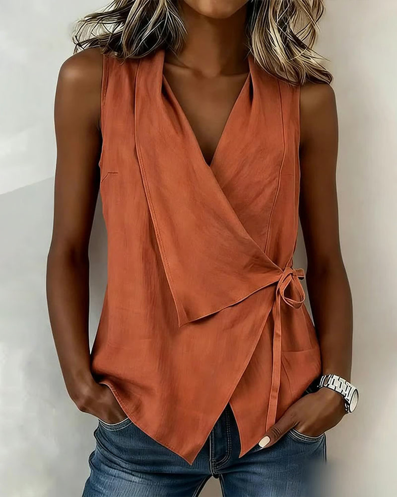 Brenda wide strap crossover top with front bow detail, shown in multiple colours