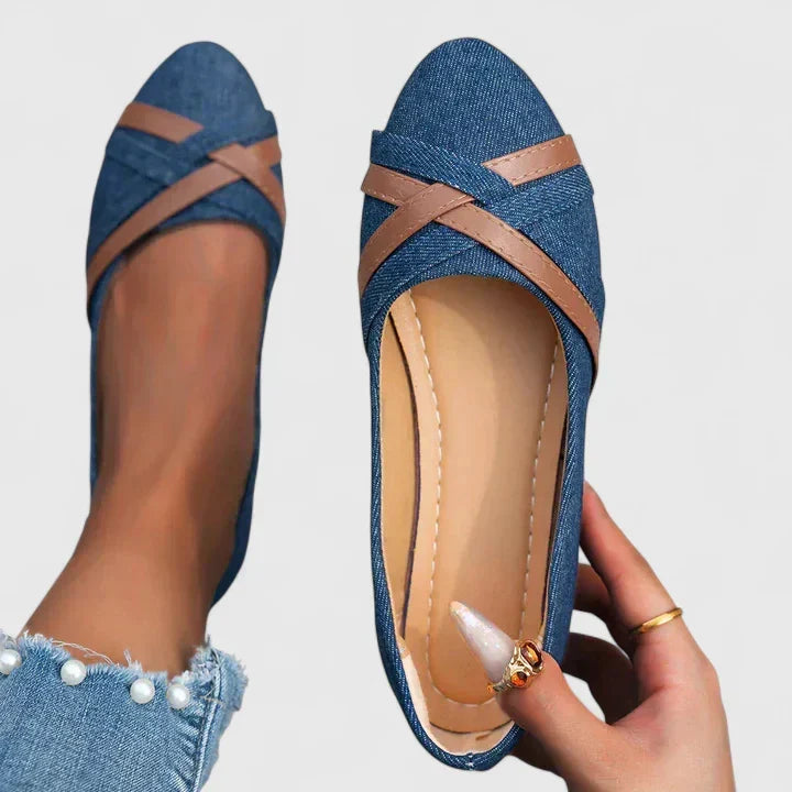Bea comfortable everyday slip-on shoes shown in blue, black and light blue