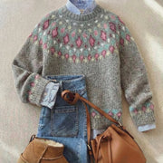 Joyce relaxed-fit jumper with vintage Nordic knit pattern and ribbed cuffs