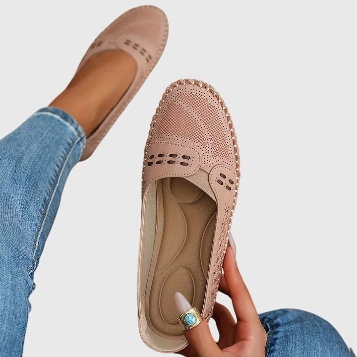 Comfortable slip-on shoes in soft neutral tones for everyday wear