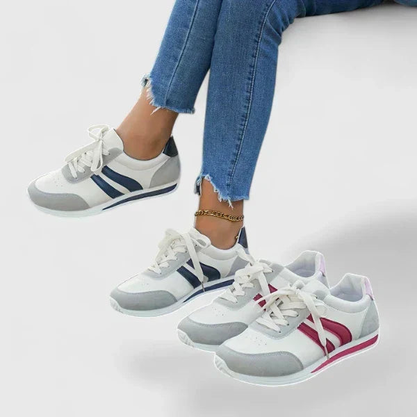 Vionara comfortable everyday shoes shown in red and blue