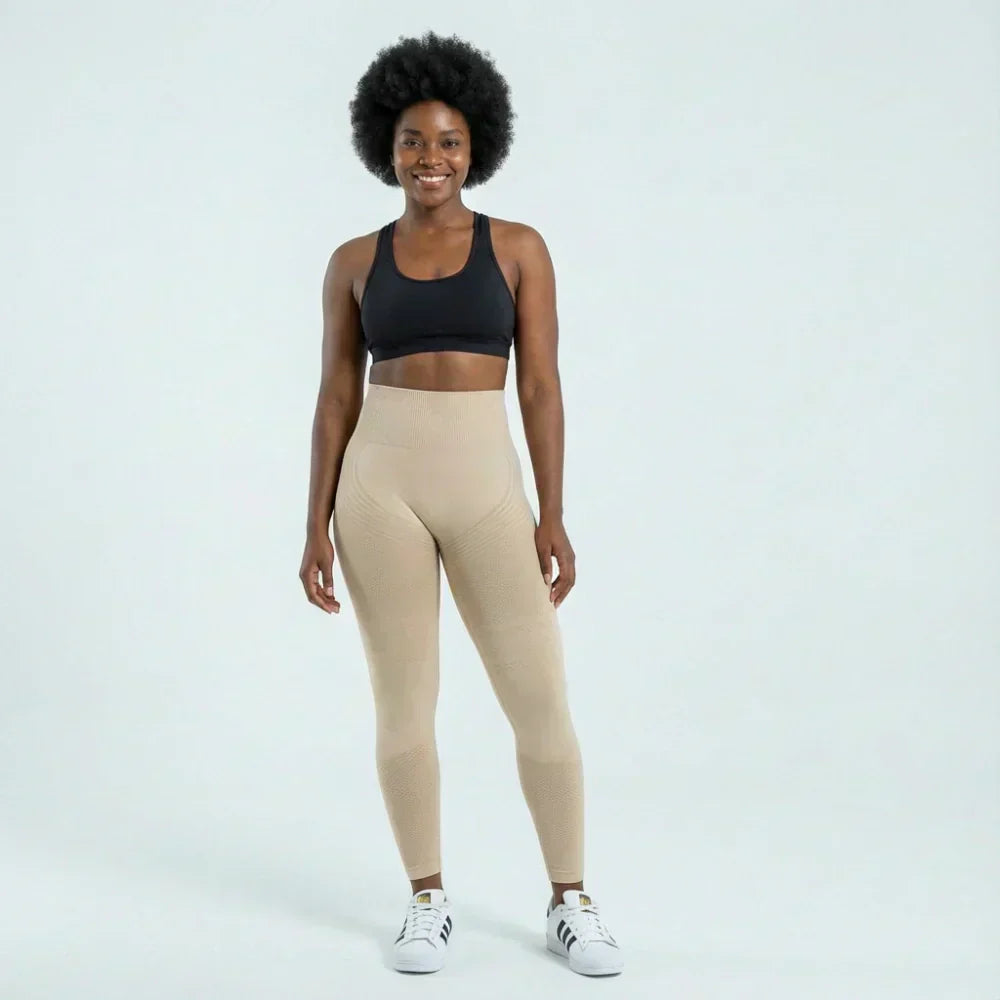 Billie beige full-length contour sculpting legging for workouts and everyday wear
