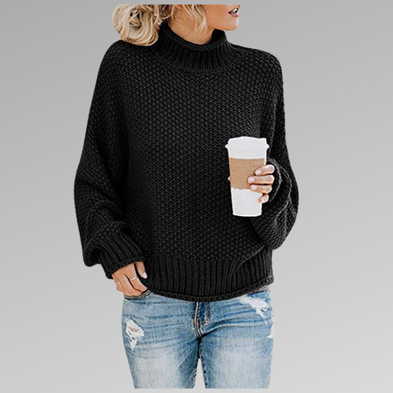 Braelyn high collar knit pullover shown in a range of colours