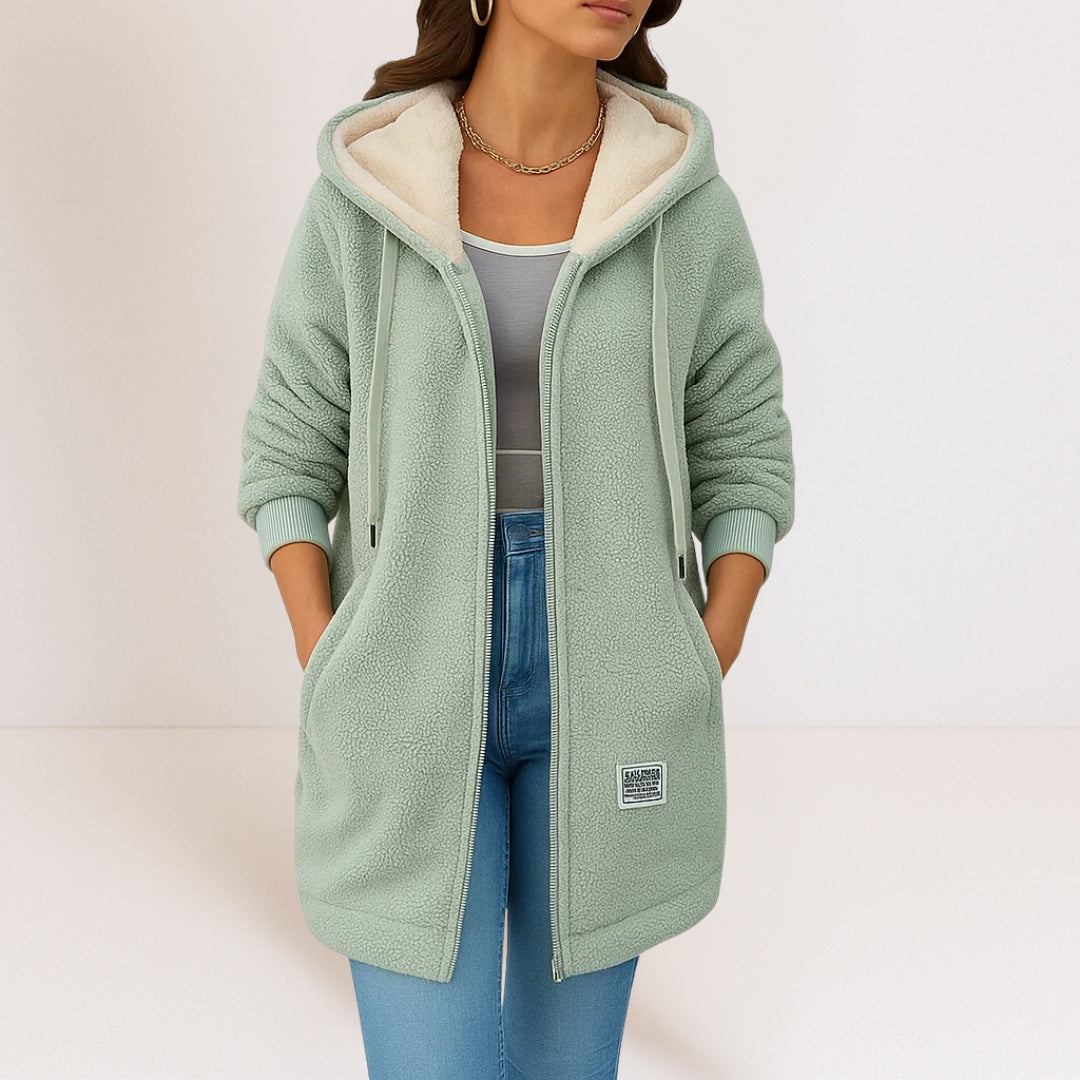 Phoebe women's soft fleece jacket with a flattering, minimal everyday silhouette