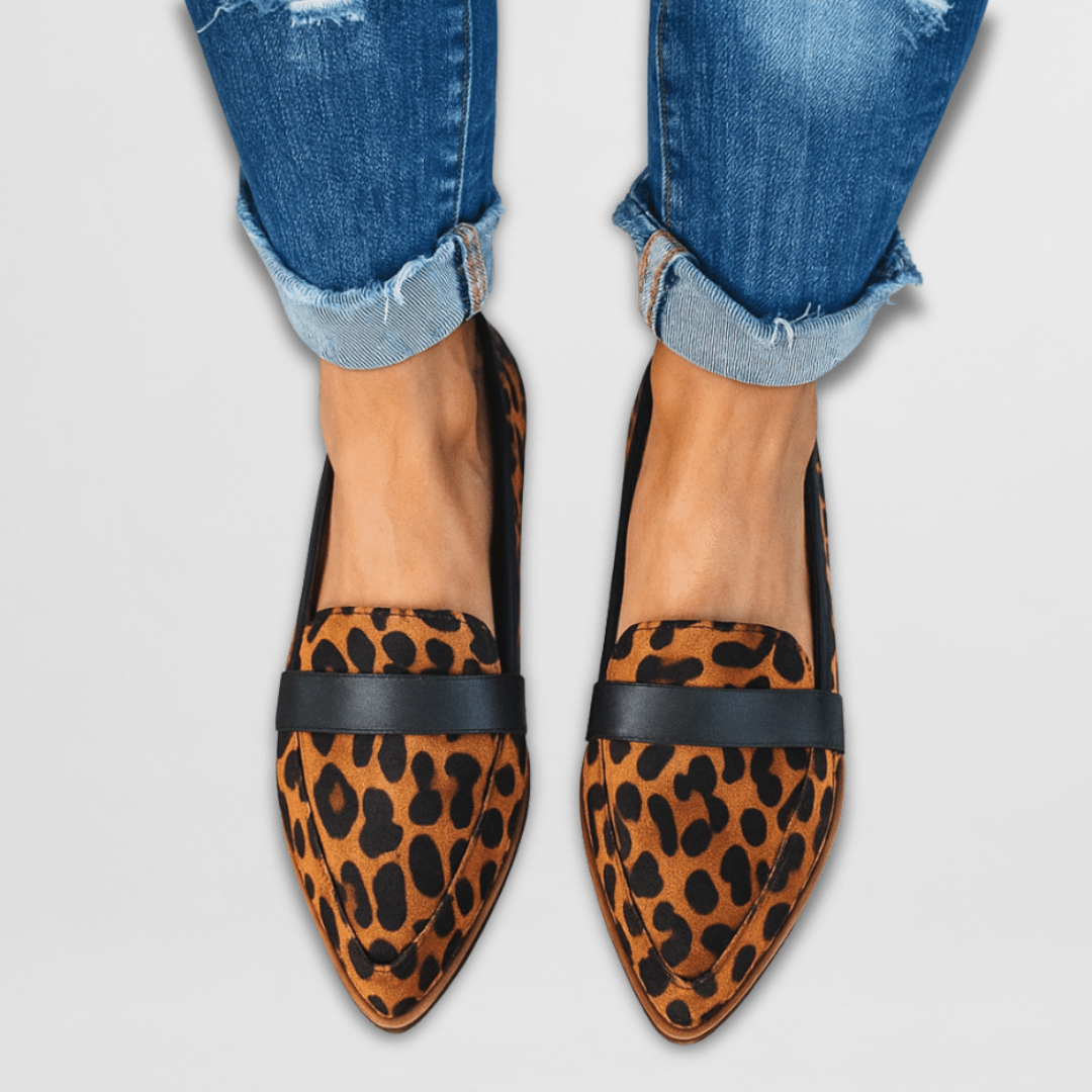 Helen soft slip-on loafers for women shown in brown, gray, black and leopard print