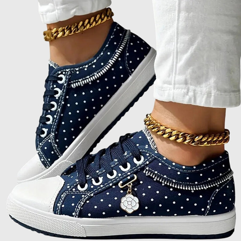 Comfortable lace-up sneakers in soft blue tones for everyday wear