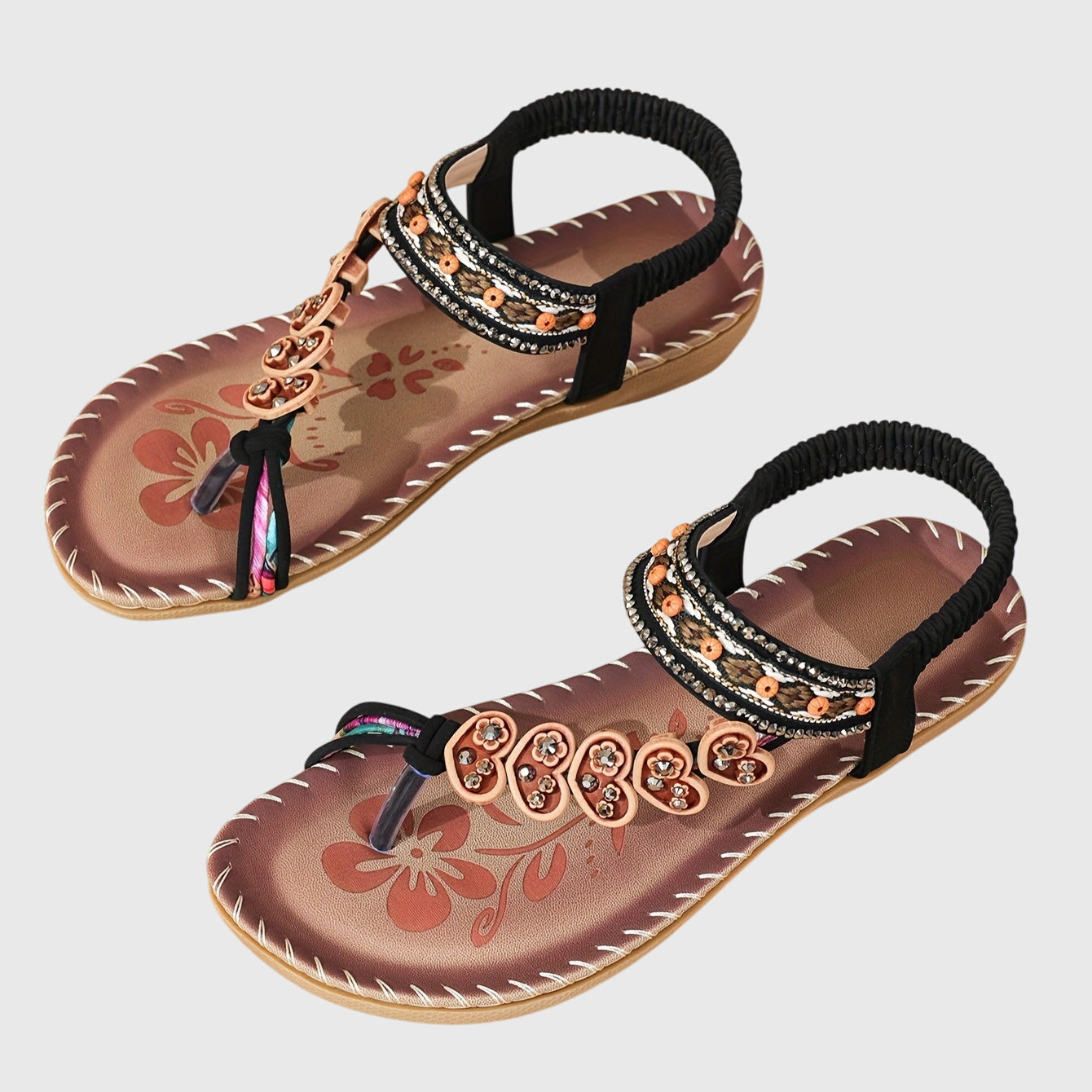 Jocelyn | Beaded Sandals with Stretchy Adjustable Straps