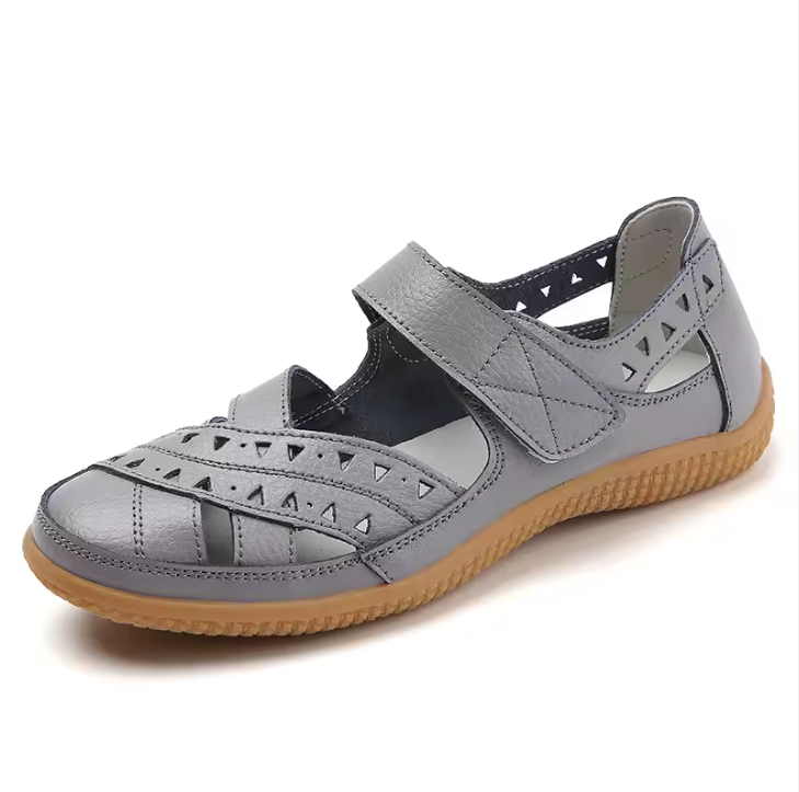 Leila | Closed-Toe Cutout Sandals with Hook-and-Loop Strap