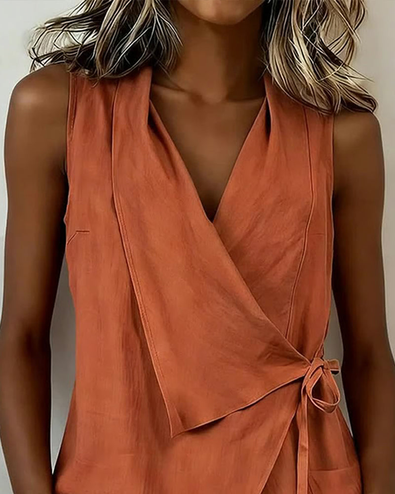 Brenda wide strap crossover top with front bow detail, shown in multiple colours
