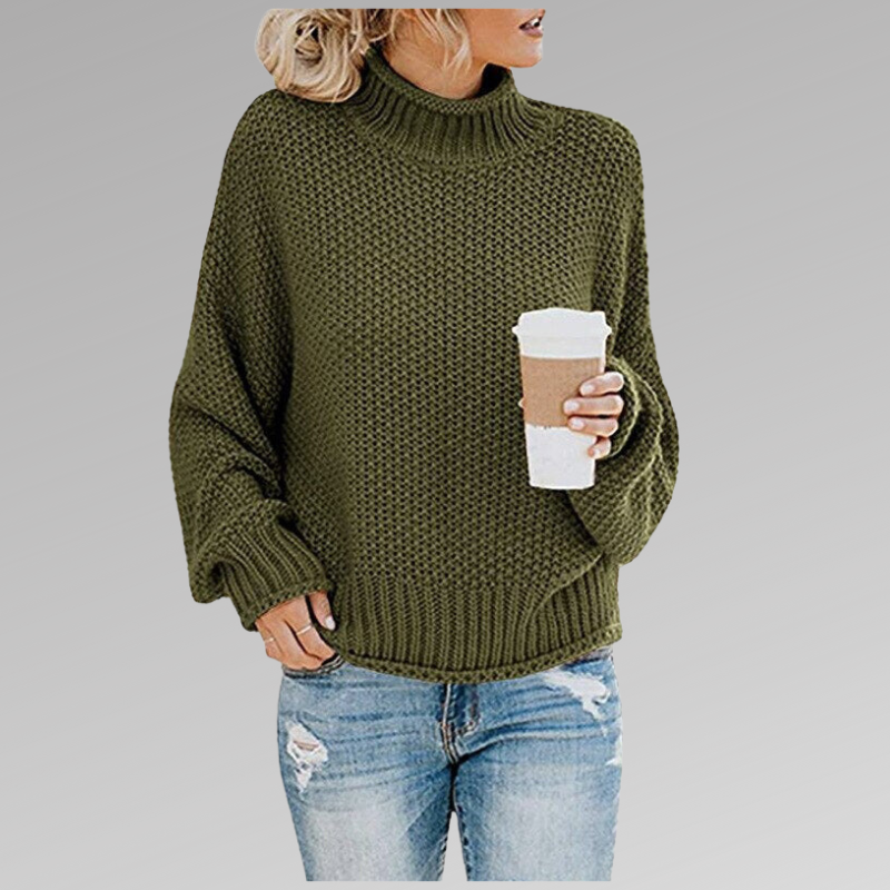Braelyn high collar knit pullover shown in a range of colours