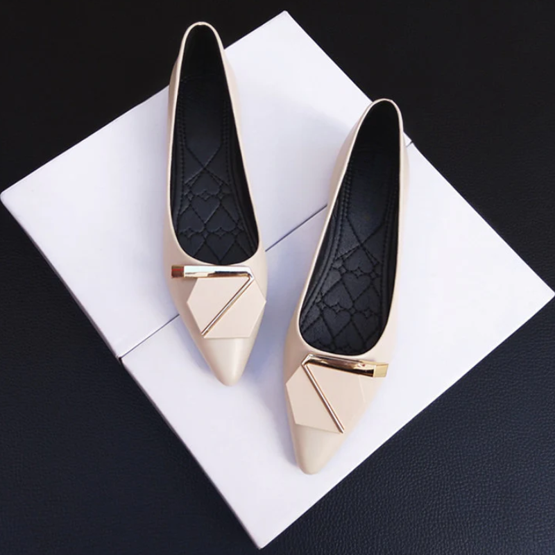 Cynthia pointed-toe ballet flats with a buckle detail and subtle heel