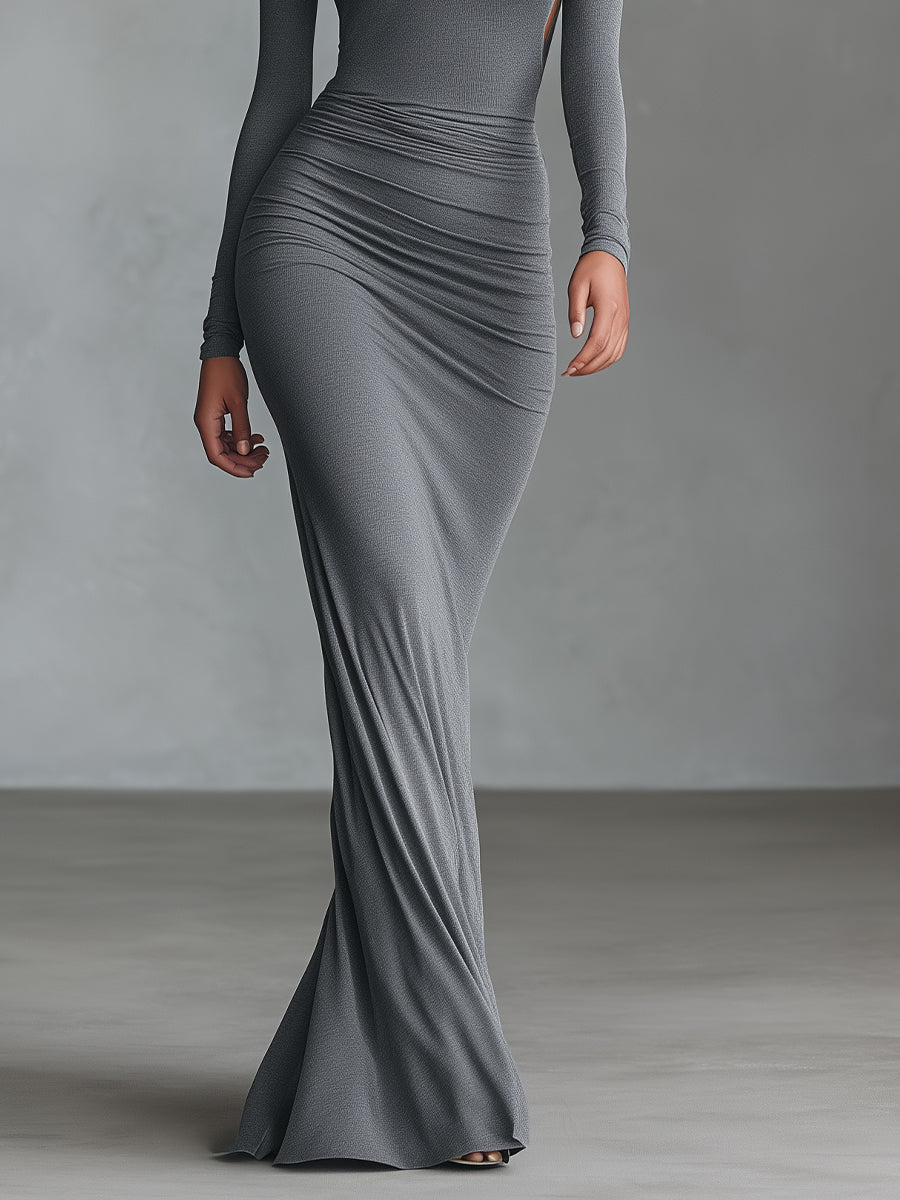 Alix grey elegant stretch dress with a flattering, versatile silhouette