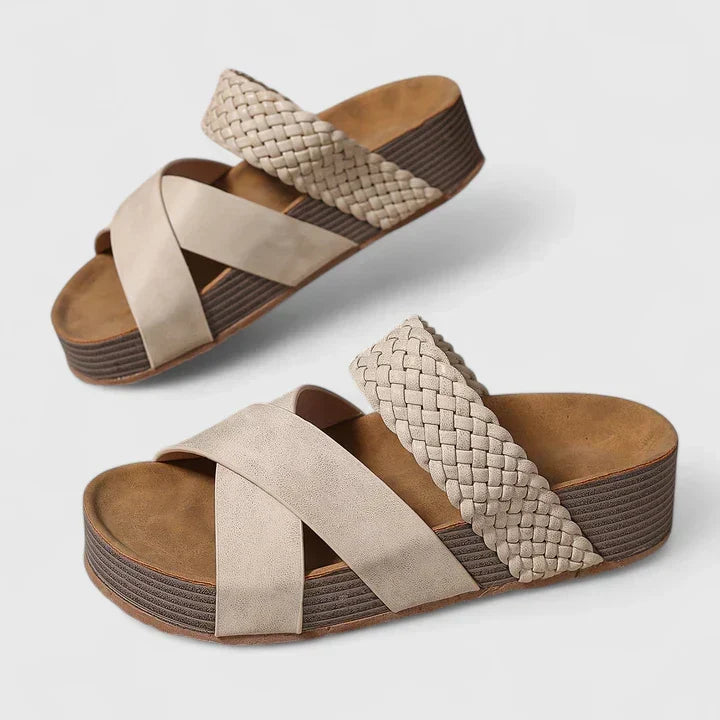 Danyzelle | Non-Slip Sole Slides in Snake Print & Neutrals