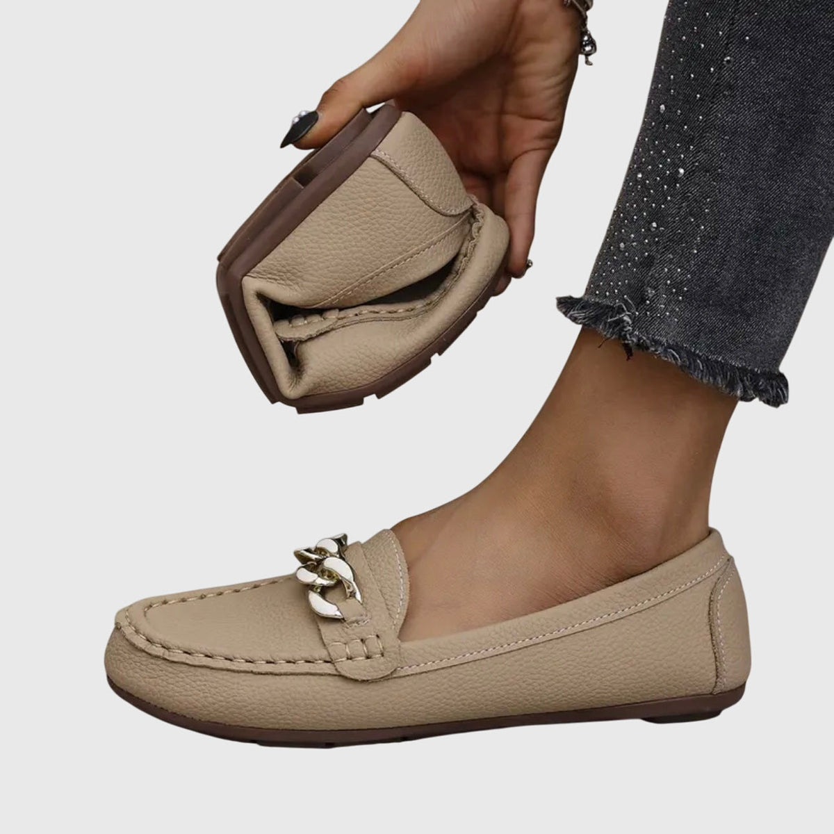 Melissa elegant slip-on loafers shown in white, black and beige