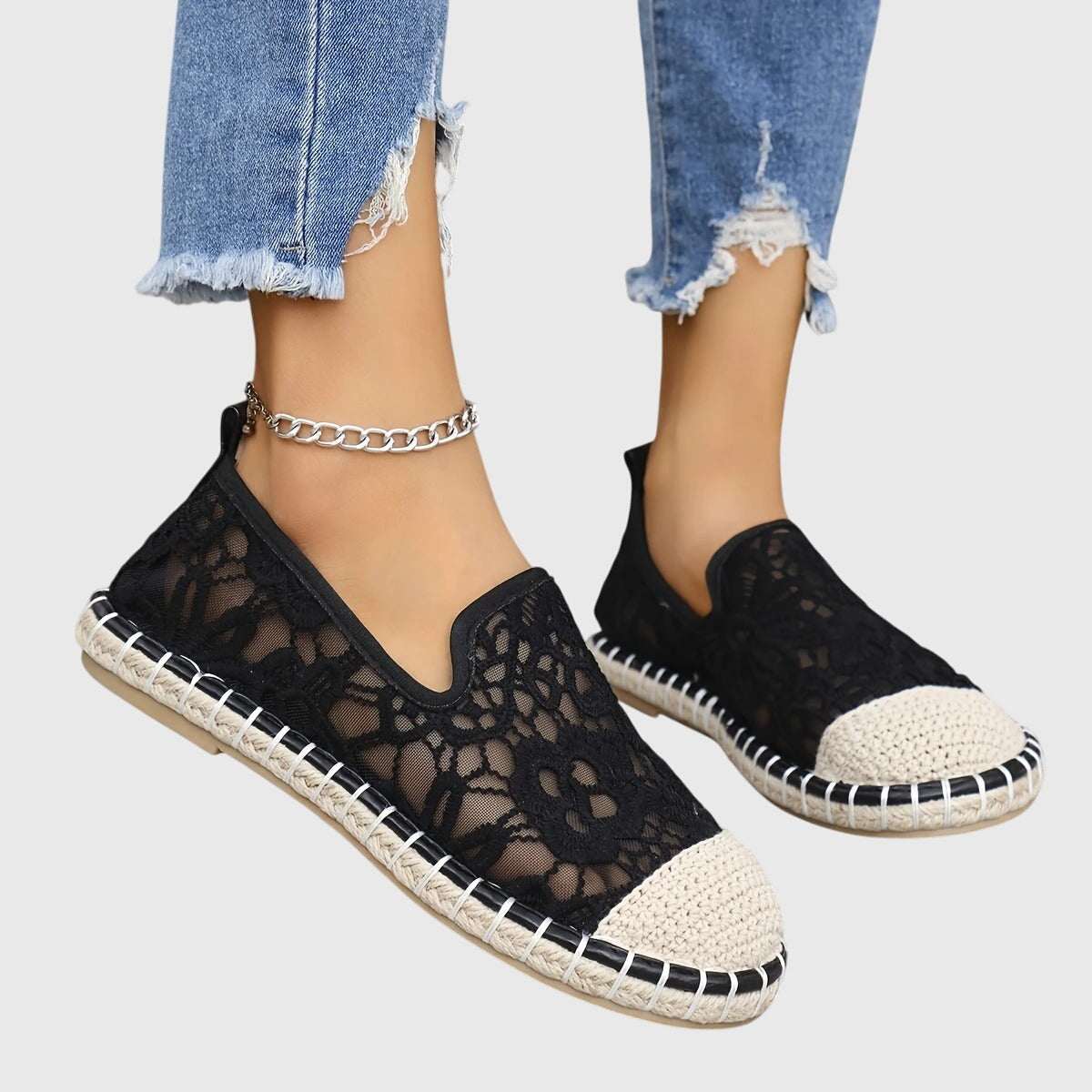Ayla breathable slip-on moccasins for women in beige and black
