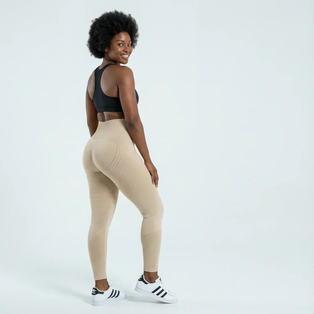 Billie beige full-length contour sculpting legging for workouts and everyday wear