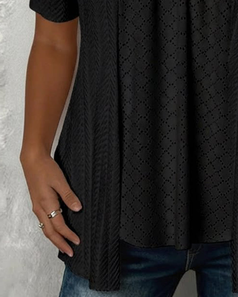Carol layered collar patchwork shirt shown in white and black