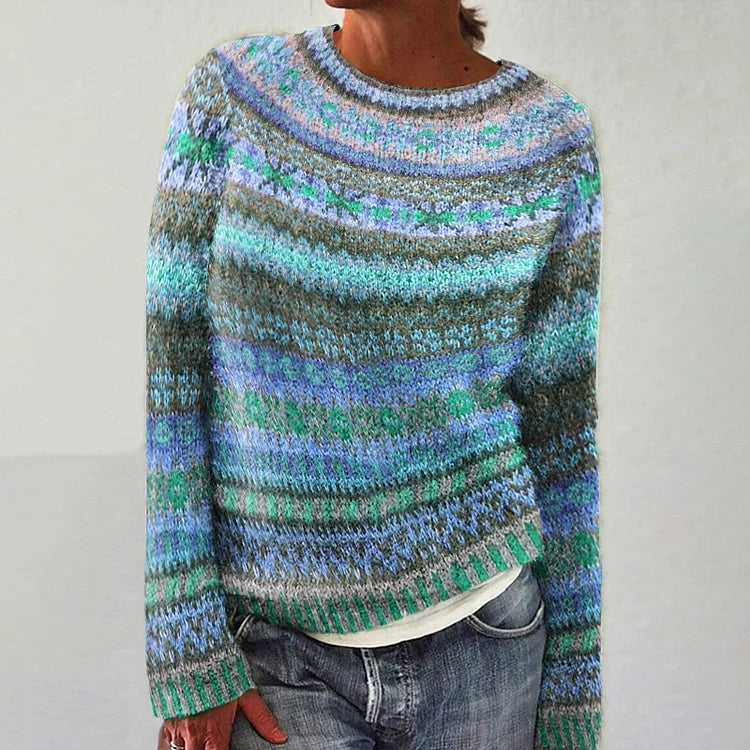 Audrey timeless Icelandic knit sweater with cozy textured weave