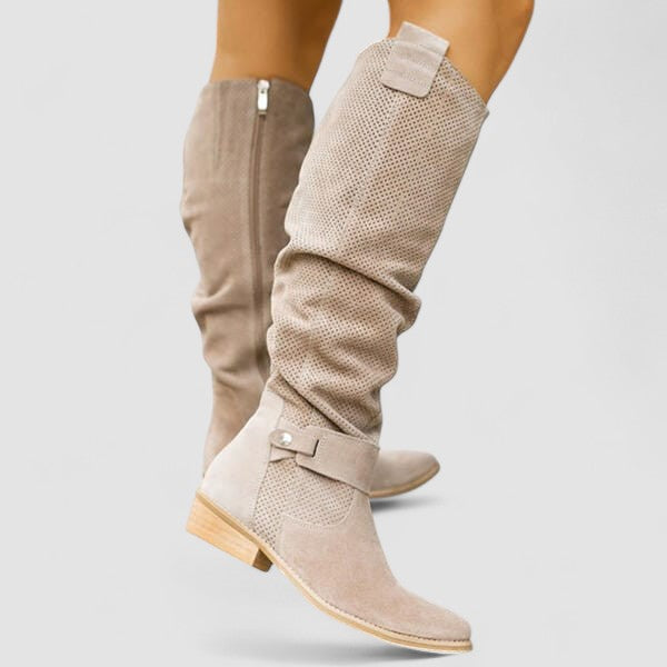 Hazel | Western Boots in Beige and Khaki