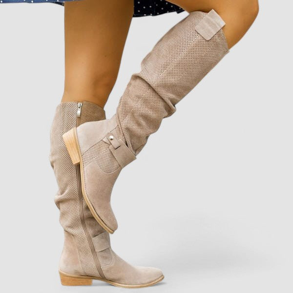 Hazel | Western Boots in Beige and Khaki