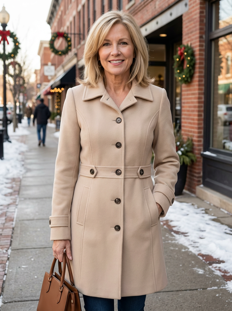 Winifred signature winter coat with clean lines and a softly structured silhouette