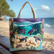 Artisanal Spirit of the Lagoon tote bag shown in two sizes for everyday use
