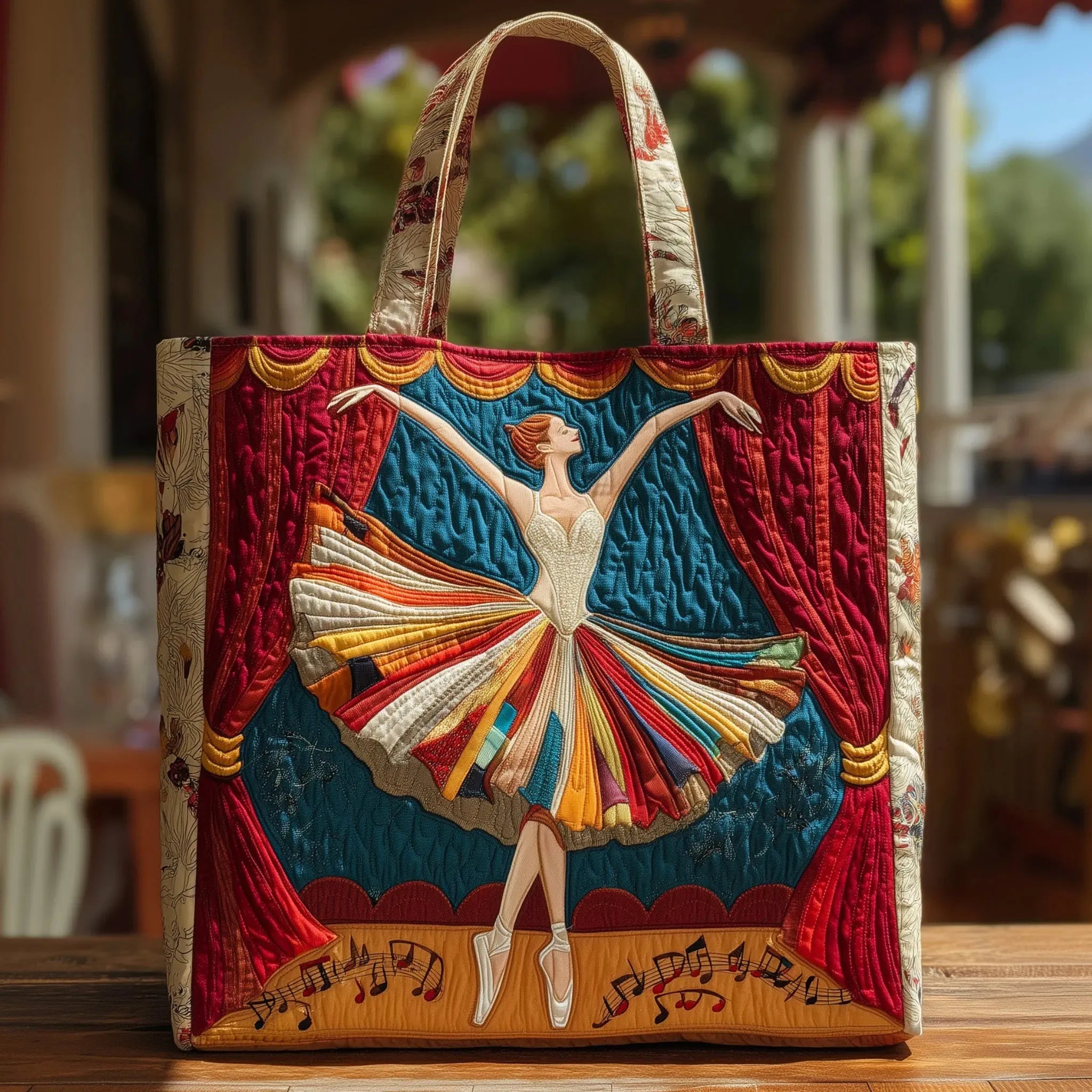 Elegant Ballerina handmade quilted bag shown from the front