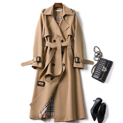 Berkley Lane belted longline trench coat with sleek buttons and adjustable waist