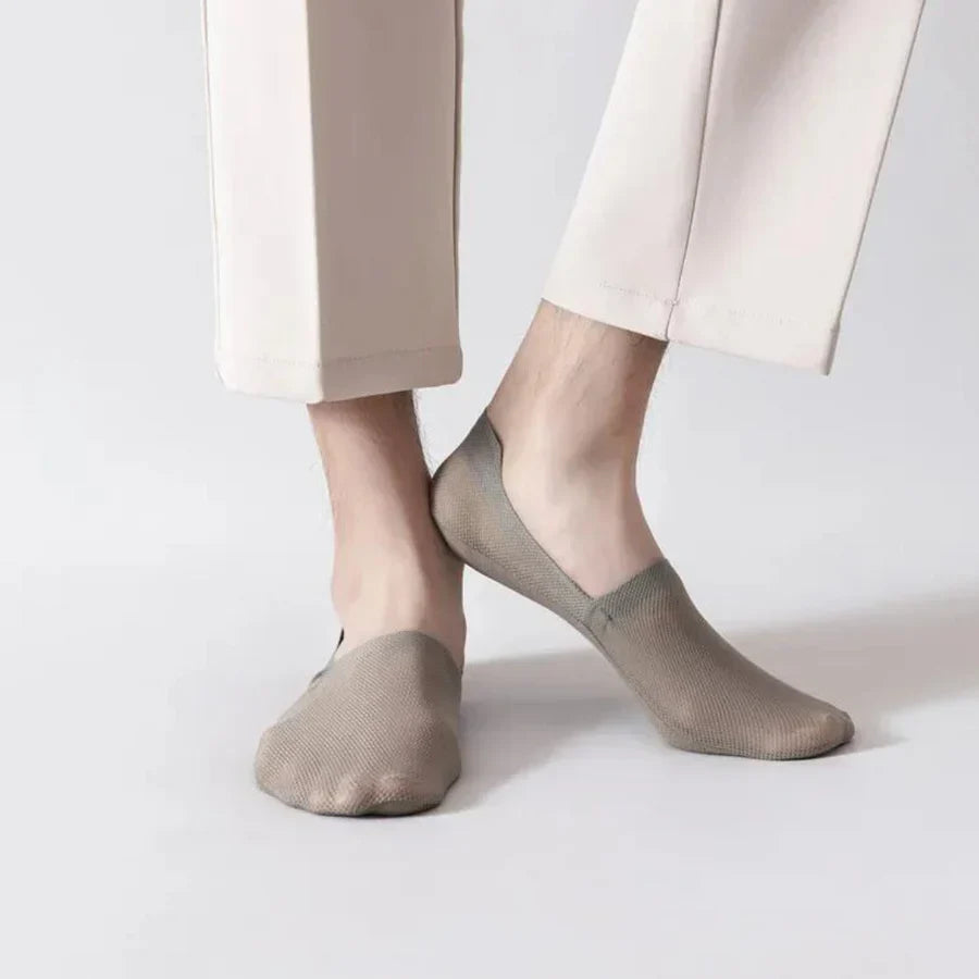 Invisible low-cut anti-slip cotton socks shown in neutral colours