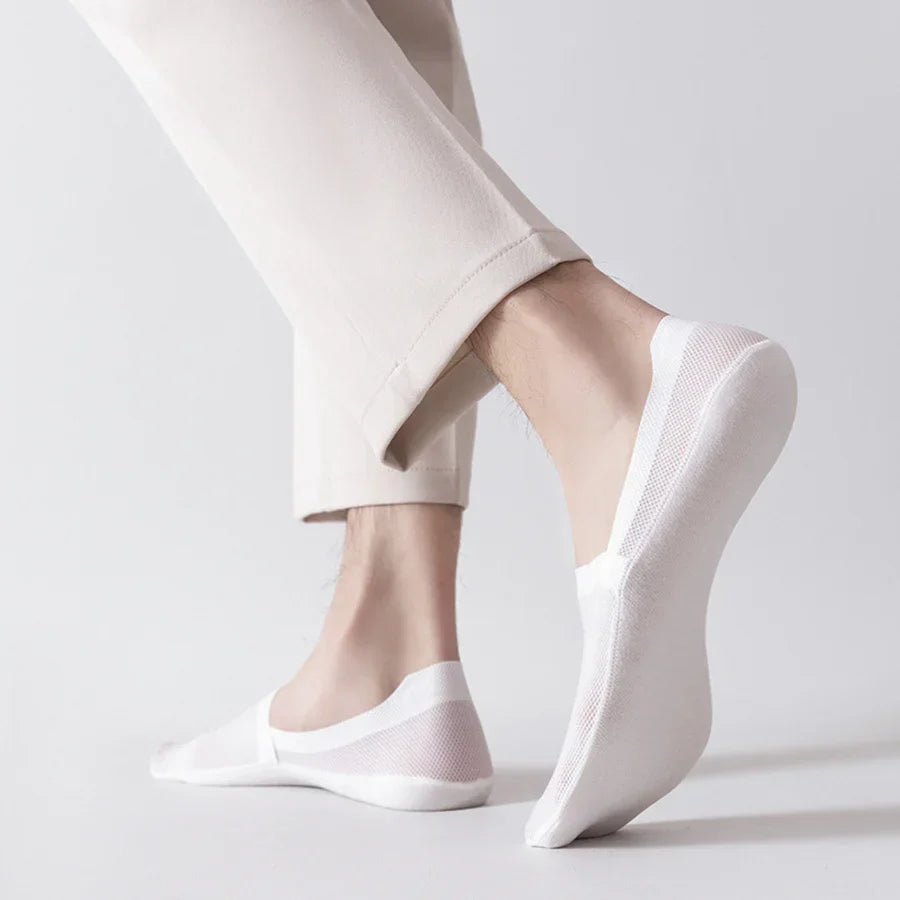 Invisible low-cut anti-slip cotton socks shown in neutral colours