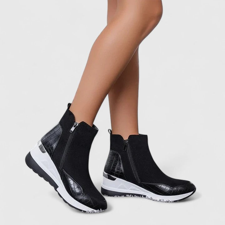 Maele | Suede Wedge Boots with Side Zip