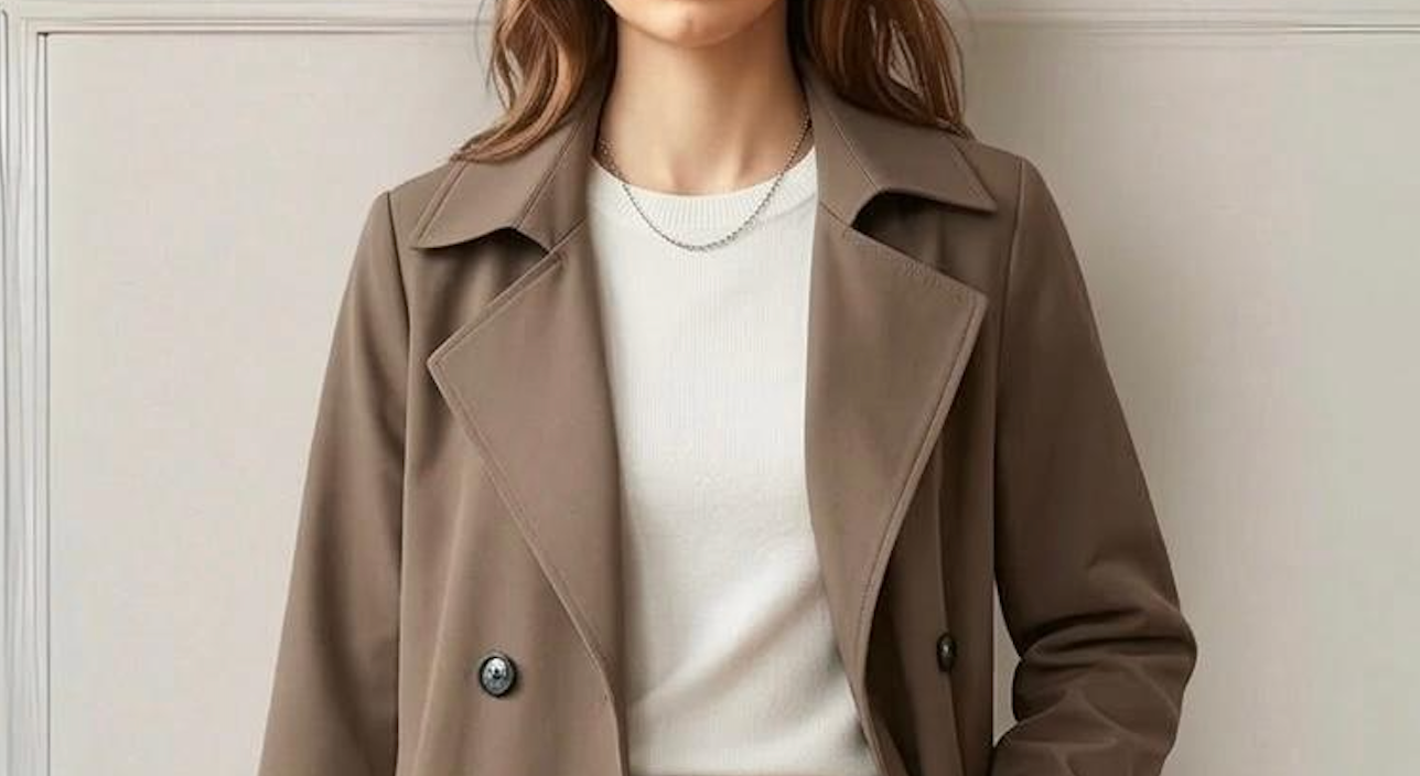 Kate khaki trench coat with a classic relaxed silhouette for women
