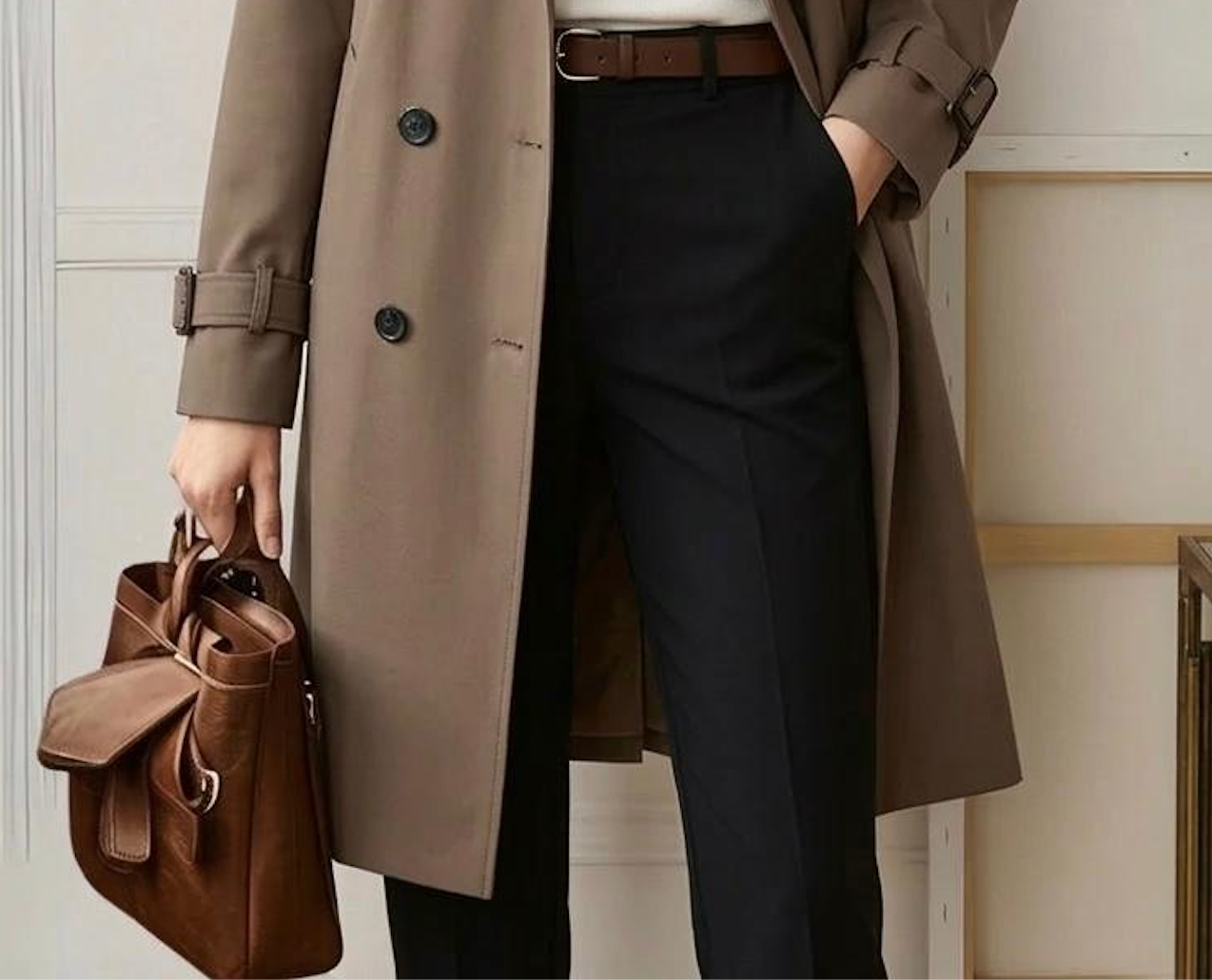 Kate khaki trench coat with a classic relaxed silhouette for women