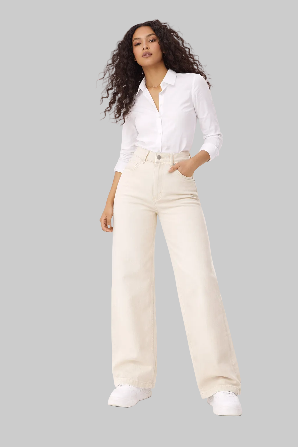 Liora straight leg jeans in quality denim, styled for an easy everyday look