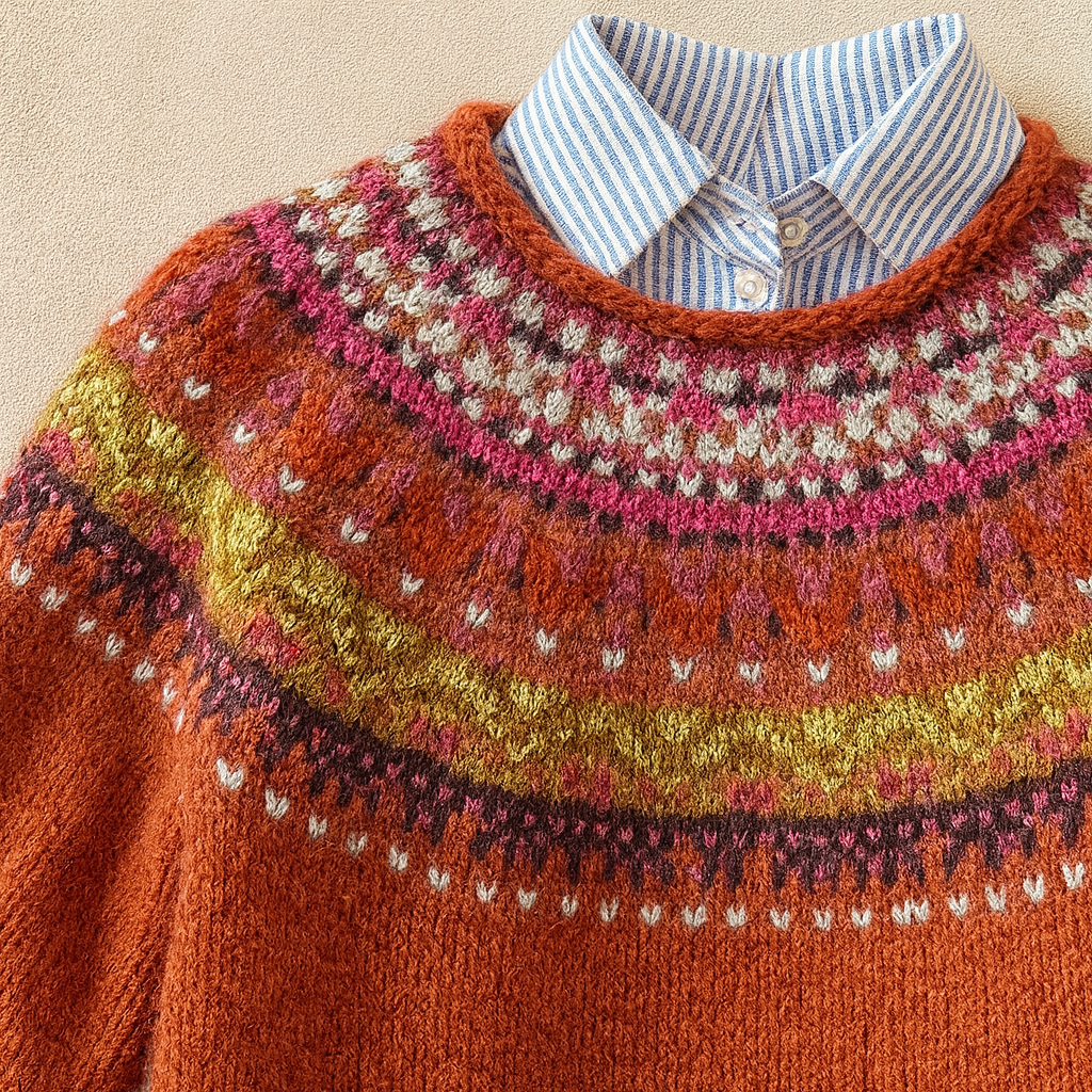 Simona chic vintage knit sweater in red with a soft, cozy texture