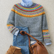 Ondrea heritage Nordic knit sweater in warm yellow with patterned weave